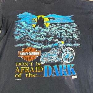 Vintage Harley Davidson T Shirt L Black Don’t Be Afraid Of The Dark Distressed